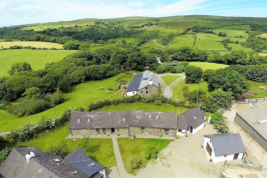 Aerial view of Tregynon Cottages